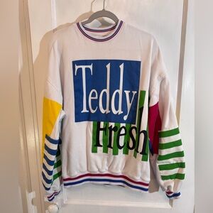 Teddy Fresh Patchwork Crewneck medium Unisex bold primary colors heavyweight